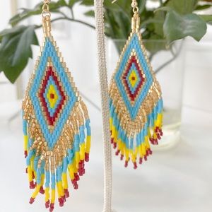 Boho chic seed bead tassel earrings - gift